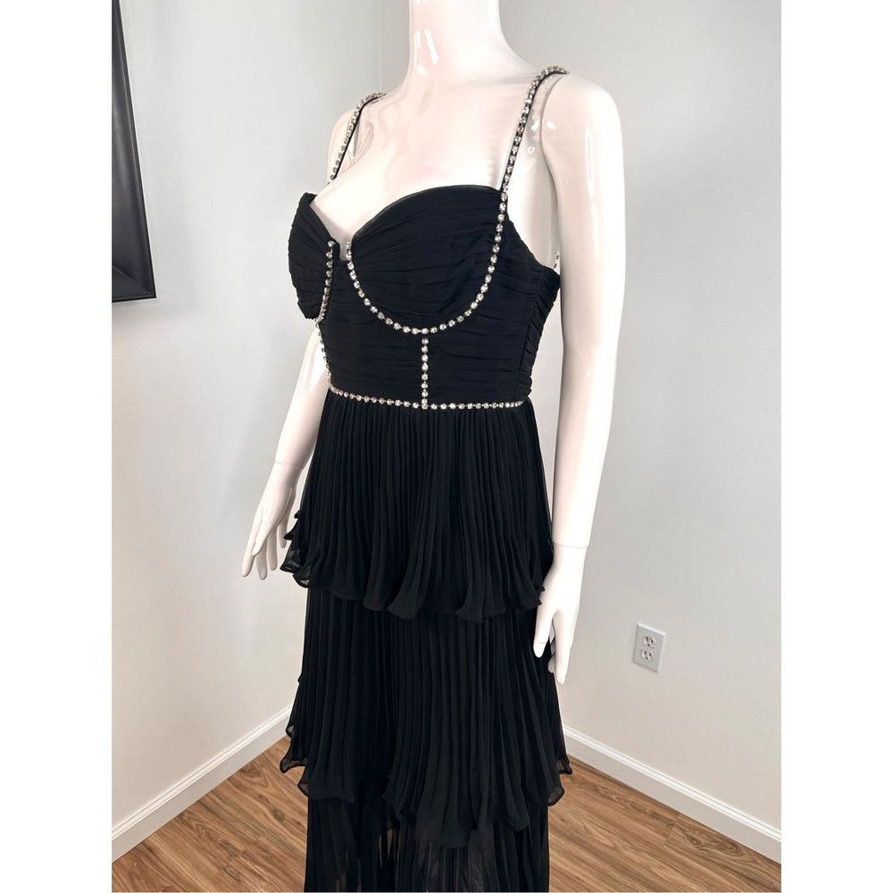 Self-Portrait Bustier Tiered Chiffon Midi-Dress size 8 - Picture 10 of 12